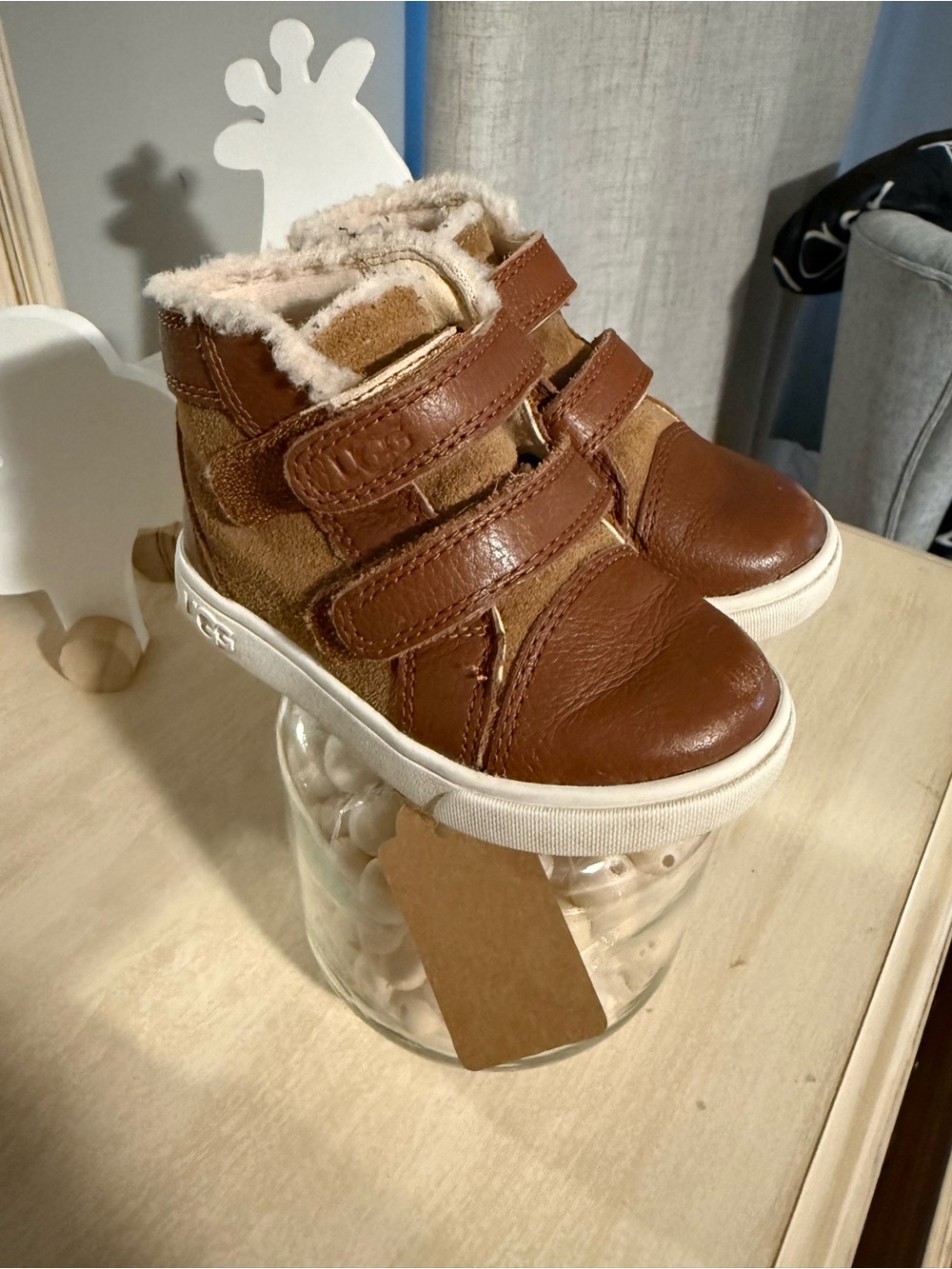UGG Kids Brown Faux-Fur Lined High-Top Boot Sneakers